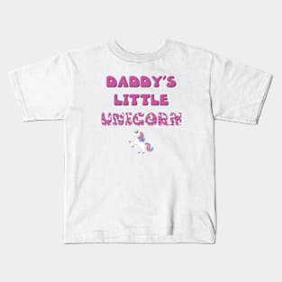 Daddy's Little Unicorn - rainbow and unicorn letters cute pink design Kids T-Shirt